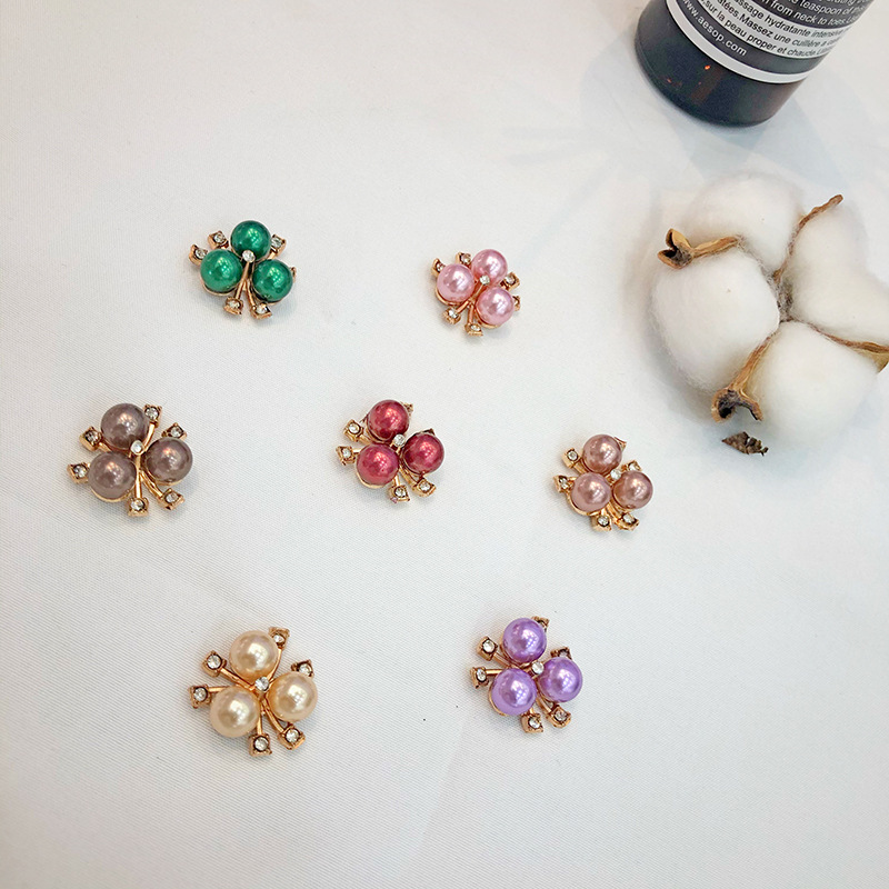 Cross-Border All-Match Bright Pearl Flower Heart Mobile Phone Circular Fan Headdress Flower Disk Corsage Bracelet Ornaments Diy Accessories Wholesale