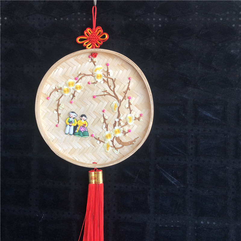 直销朝鲜族传统簸箕刺绣挂件韩国式料理烤肉烧烤店墙面装饰工艺品