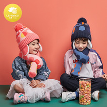 柠檬宝宝LK韩国儿童帽子新款儿童毛球针织帽圆圈帽加围脖现货批发