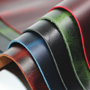 厂家直销 头层牛水油蜡皮 疯马皮半植鞣变色双色皮料复古真皮面料