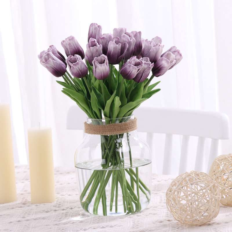 Simulation 10-Branch Tulip Home Photography Wedding Decoration Pu Feel Artificial Tulip Fake Flower Wholesale
