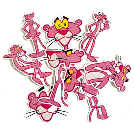 10张/包新款网红可爱粉红豹涂鸦贴笔记本电动车冰箱滑板防水贴纸