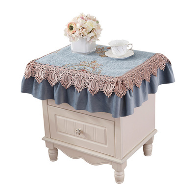 床头柜布艺欧式卧室欧式罩耐脏多用盖巾盖布简约现代蕾丝防尘罩