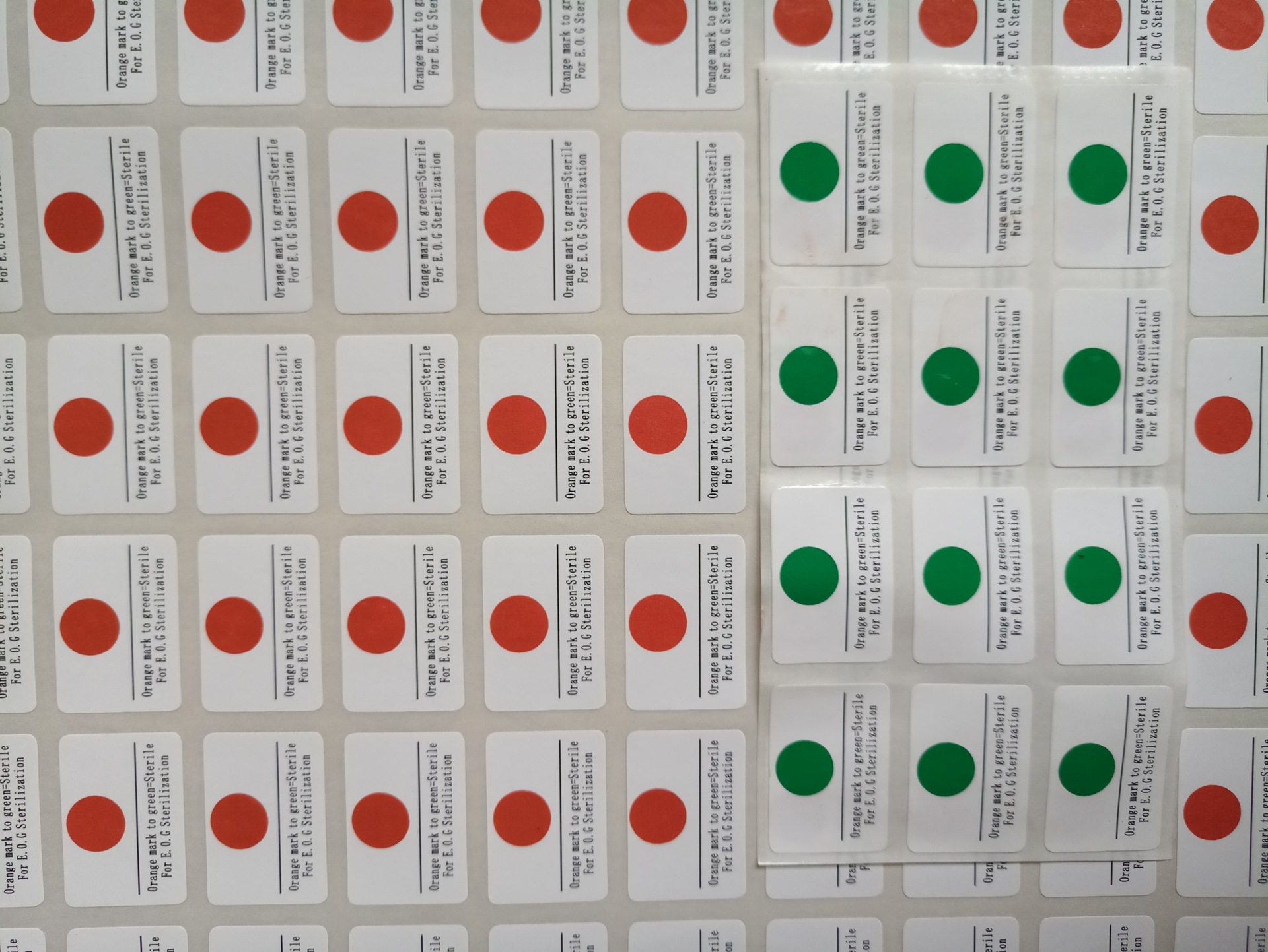直销正品eo环氧乙烷灭菌化学指示卡英文灭菌标消毒贴橙变绿可定制