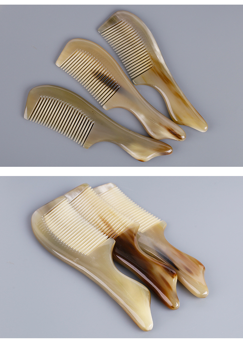 梳玥 牛角梳子大号天然按摩梳子长柄牛角梳美妆工具定制厂家批发