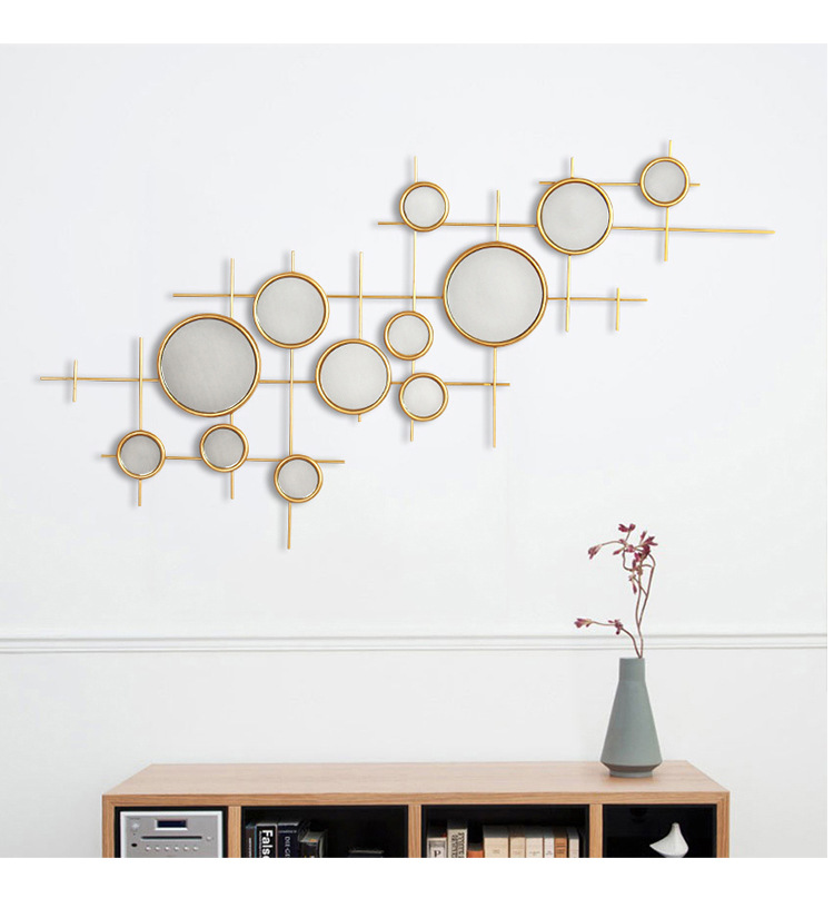 现代简约客厅铁艺壁饰沙发背景墙装饰壁挂酒店走廊卧室镜子工艺品