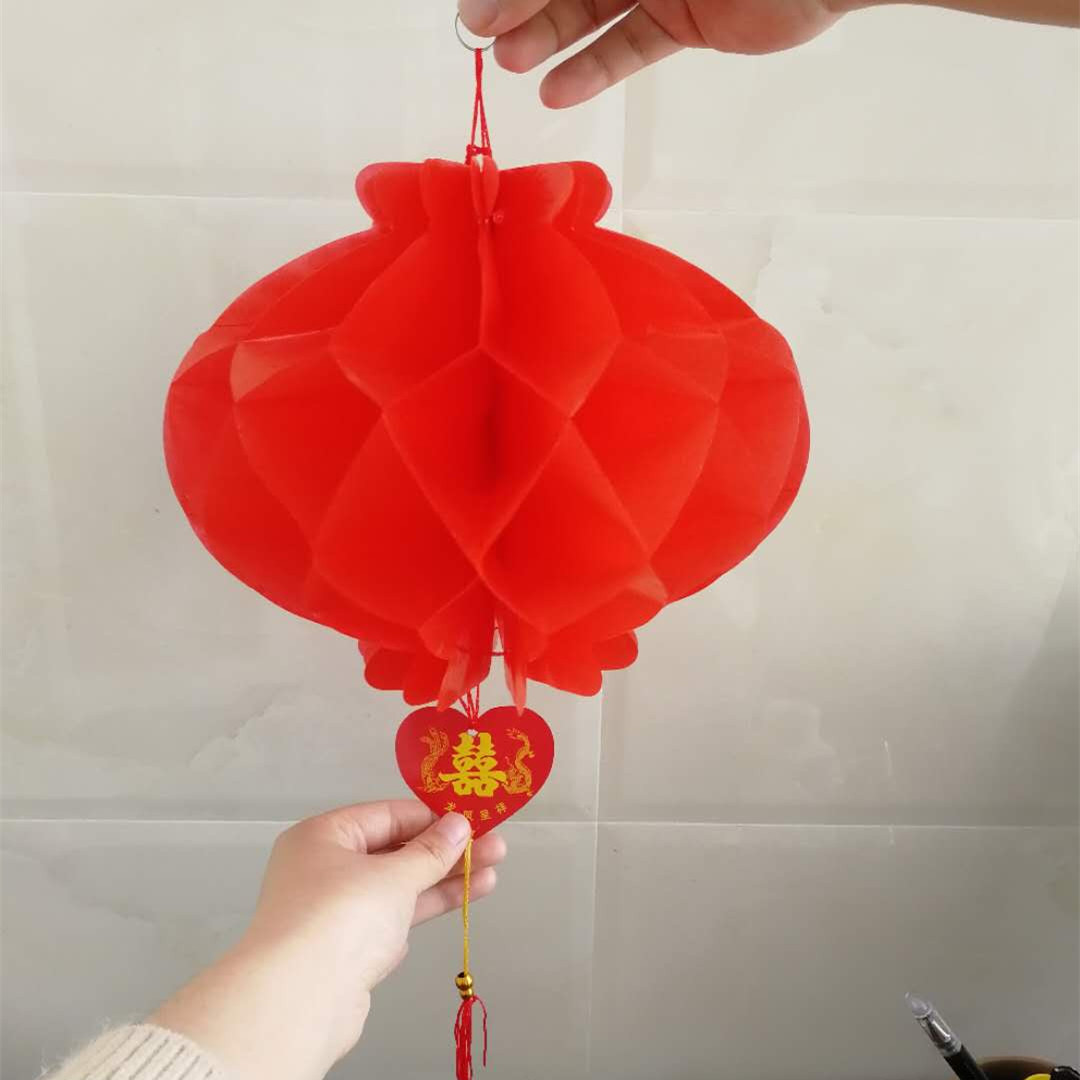 厂家直销春节新年婚庆结婚装饰塑纸灯笼喜字小灯笼批发