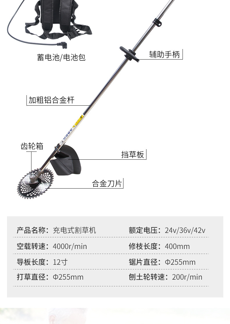 速创家用电动迷你无线手持割草机 锂电剪草机 多功能充电式除草机