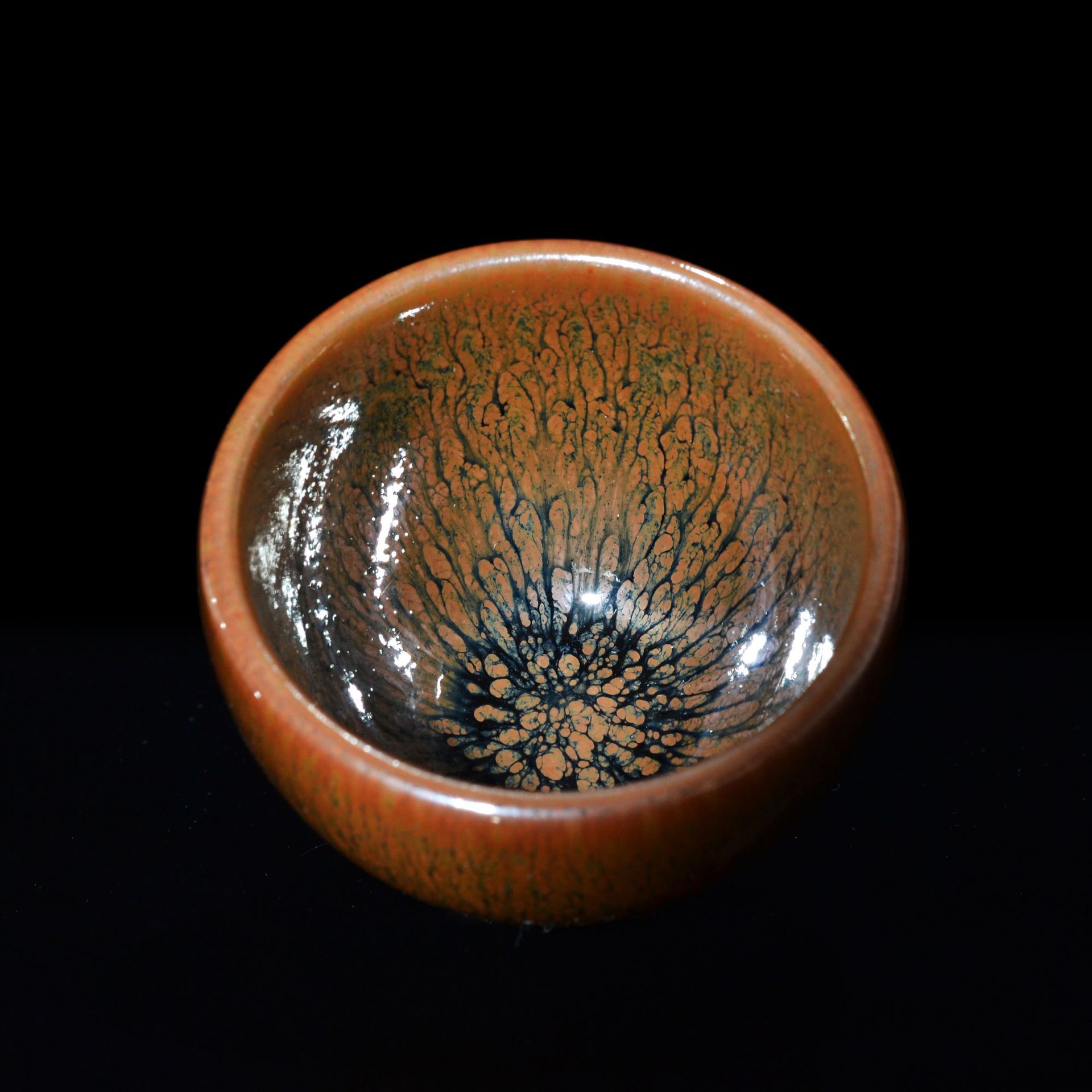 建阳水吉建盏油滴百花盏水墨丹青定制主人杯天目茶碗单杯厂家批发