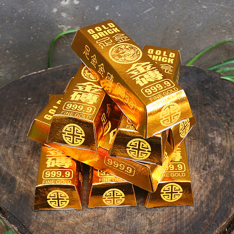 包邮成品金砖金条足金999金砖烧纸初一十五清明拜神拜佛祭祀用品
