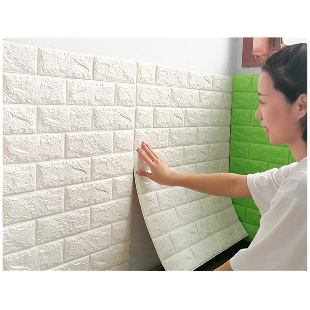 xpe墙纸自粘3d立体墙贴泡沫防水背景墙砖纹壁纸宿舍卧室装饰贴纸