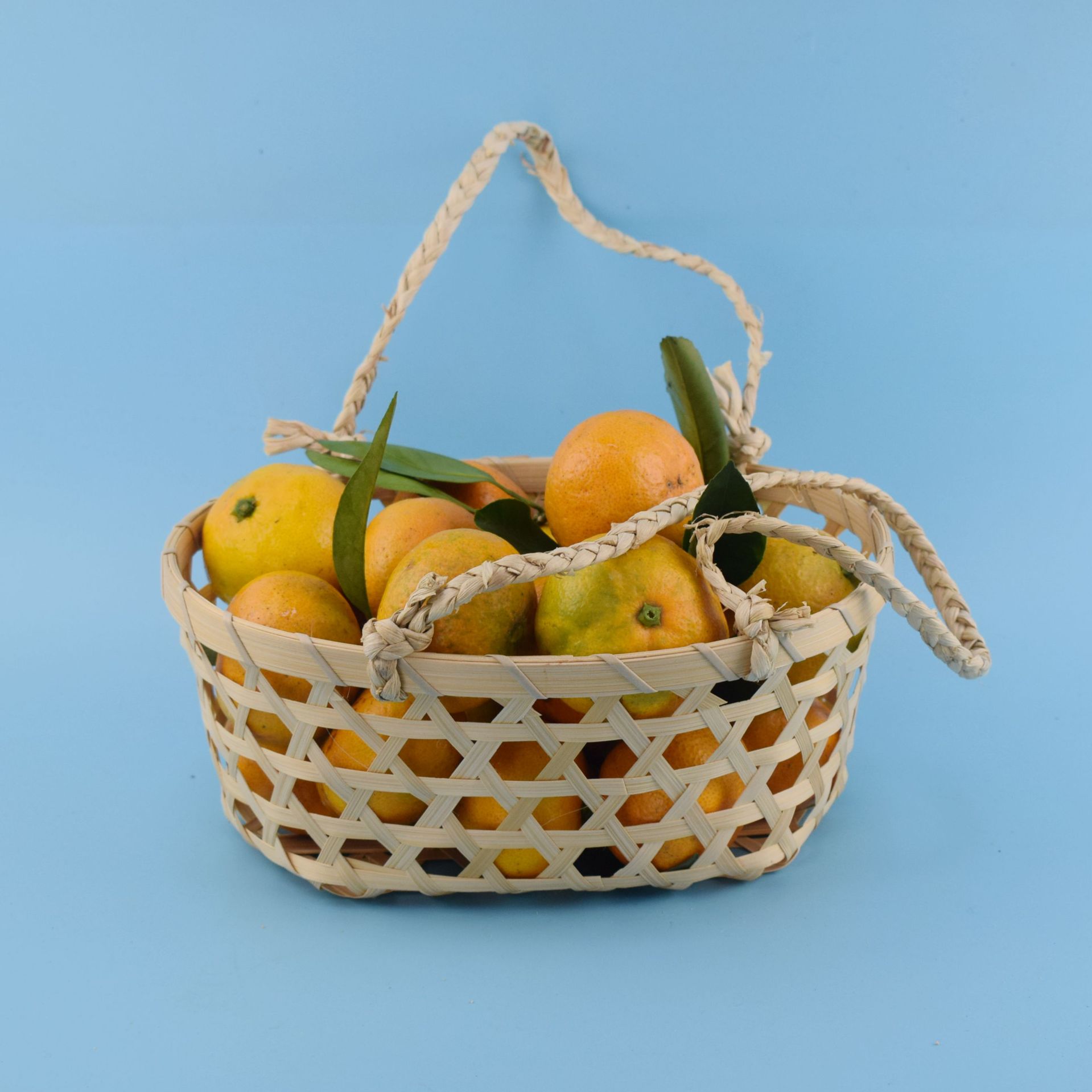 批发竹编桔子火龙果水果采摘手提 竹篮 鸡蛋 生蚝海鲜包装篮