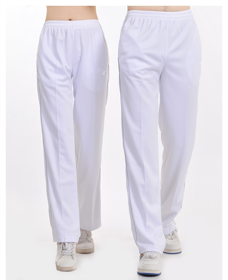 春秋夏白色运动裤长裤男女健身操广场舞运动会校服裤情侣款体操裤