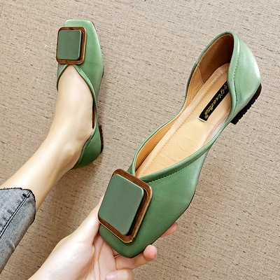 单鞋女平底2019夏款平底百搭一脚蹬女鞋浅口豆豆鞋软底大码41-43