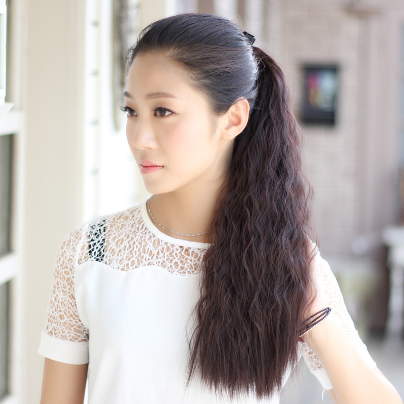 假发女 长玉米烫假马尾绑带式蓬松烟花烫长马尾绑带马尾厂家直供