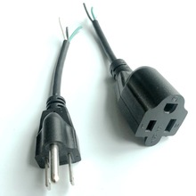 5-15P美规三芯电源插头线 美式三插母头 公母对接延长线 AC电源线
