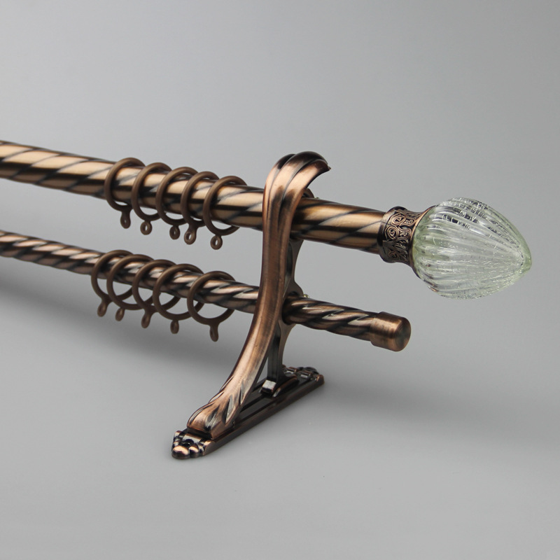 厂家直销25-28mm伸缩铁艺窗帘杆罗马杆出口热销单独pvc包装双杆