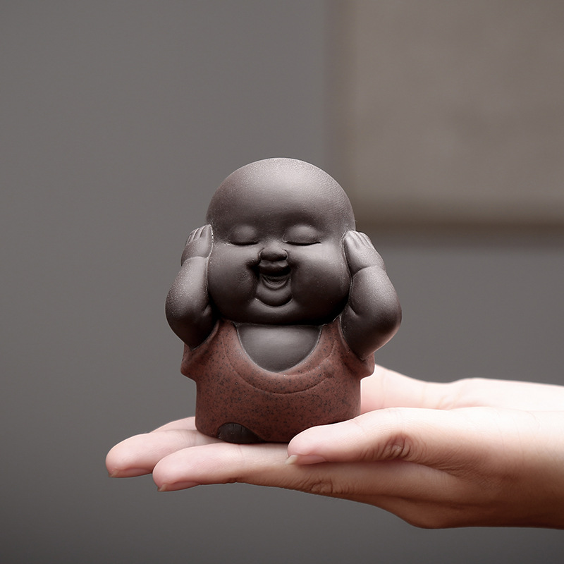 建水紫陶貔貅茶宠可养招财摆件茶玩茶桌茶台禅意茶宠