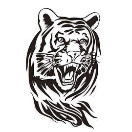 老虎头一代精雕可移除个性墙贴客厅卧室宠物店背景墙定制 a3941