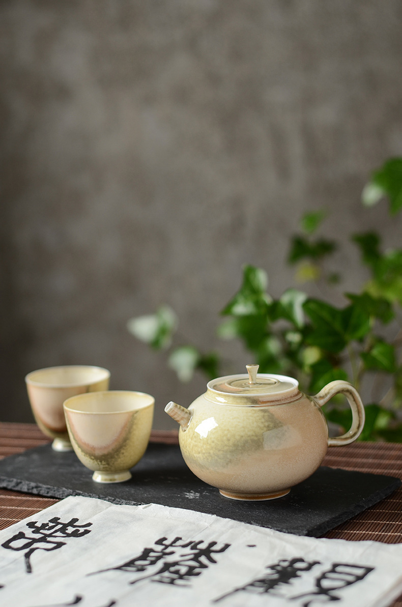 仿古柴烧手工陶瓷功夫茶具茶杯主人杯山水意境品茗杯茶壶礼盒装
