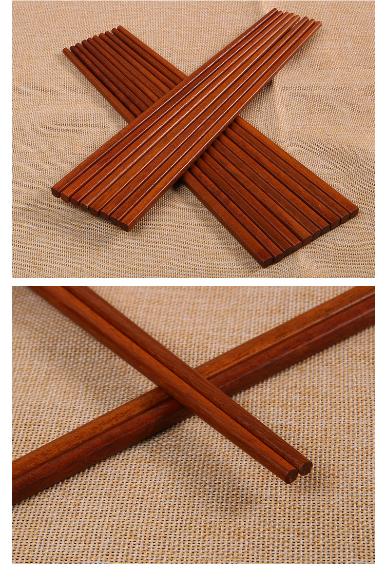 筷子套装家用定制便携家庭装餐具25cm坤甸木筷子日式实木