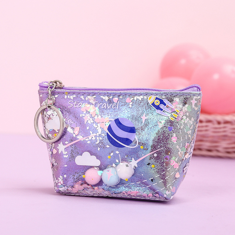 Fresh, Cute and Simple Fashion Laser Cosmetic Bag Quicksand Coin Purse Storage Bag Durable Waterproof Portable Clutch