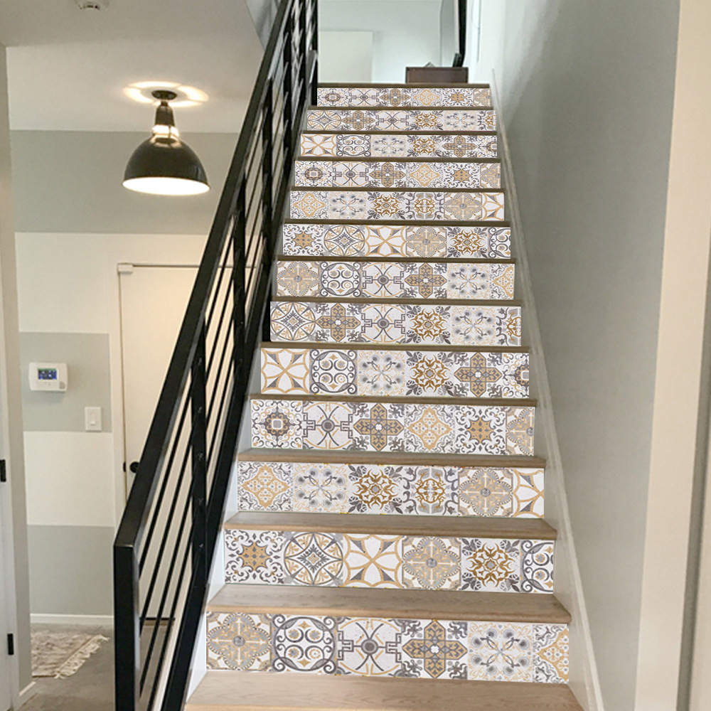 lt1303楼梯贴拼花款立体贴纸3d仿真可移防水墙贴卧室客厅diy墙纸