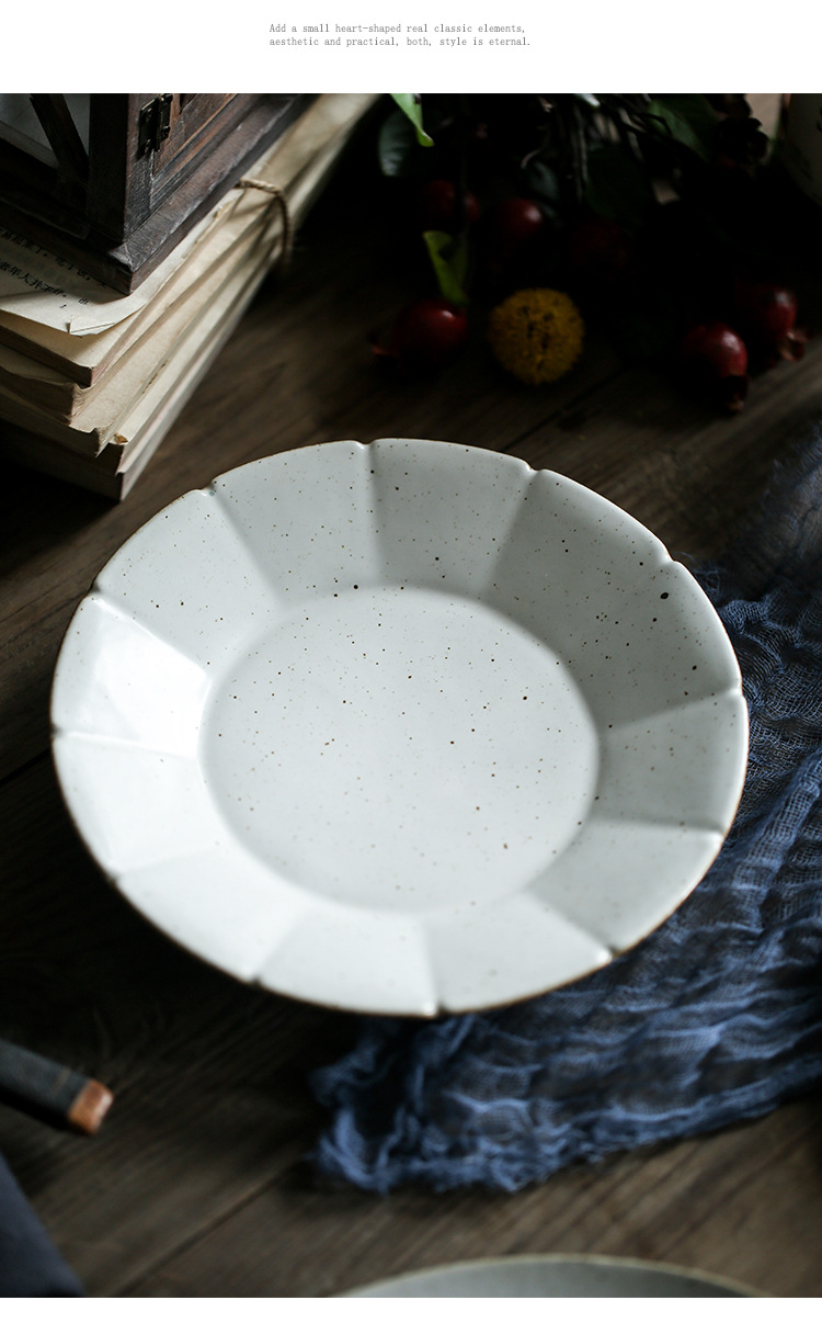 折边陶瓷盘子平盘民宿用盘创意牛排盘骨碟凉菜盘西餐盘陶瓷浅盘