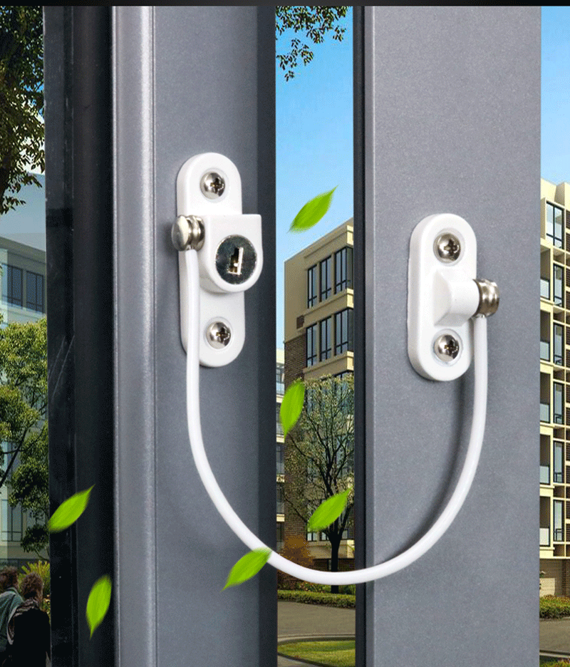 锌合金窗户限位器 钢丝绳儿童窗户安全锁 儿童防护窗户锁安全窗锁