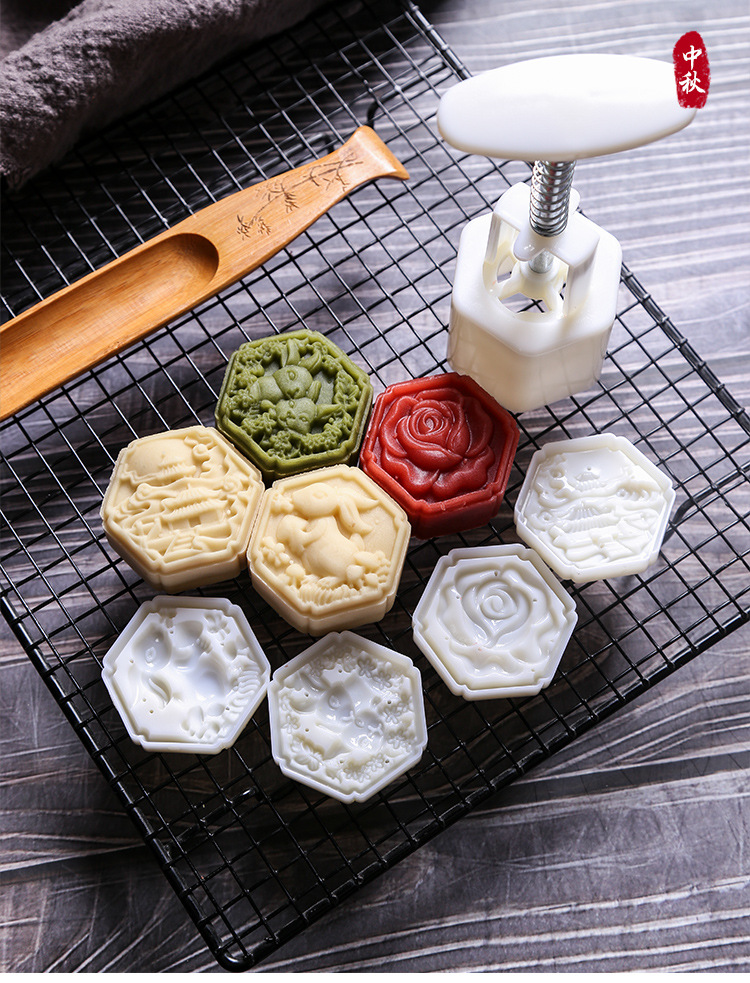 3d祥云月饼模具50g 中秋广式冰皮月饼模具手压式桃山皮月饼模家用