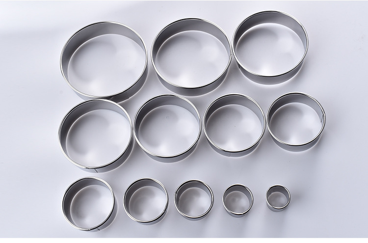 跨境diy烘培工具不锈钢圆形卷边12件饼干模套餐厨房家用蛋糕模具