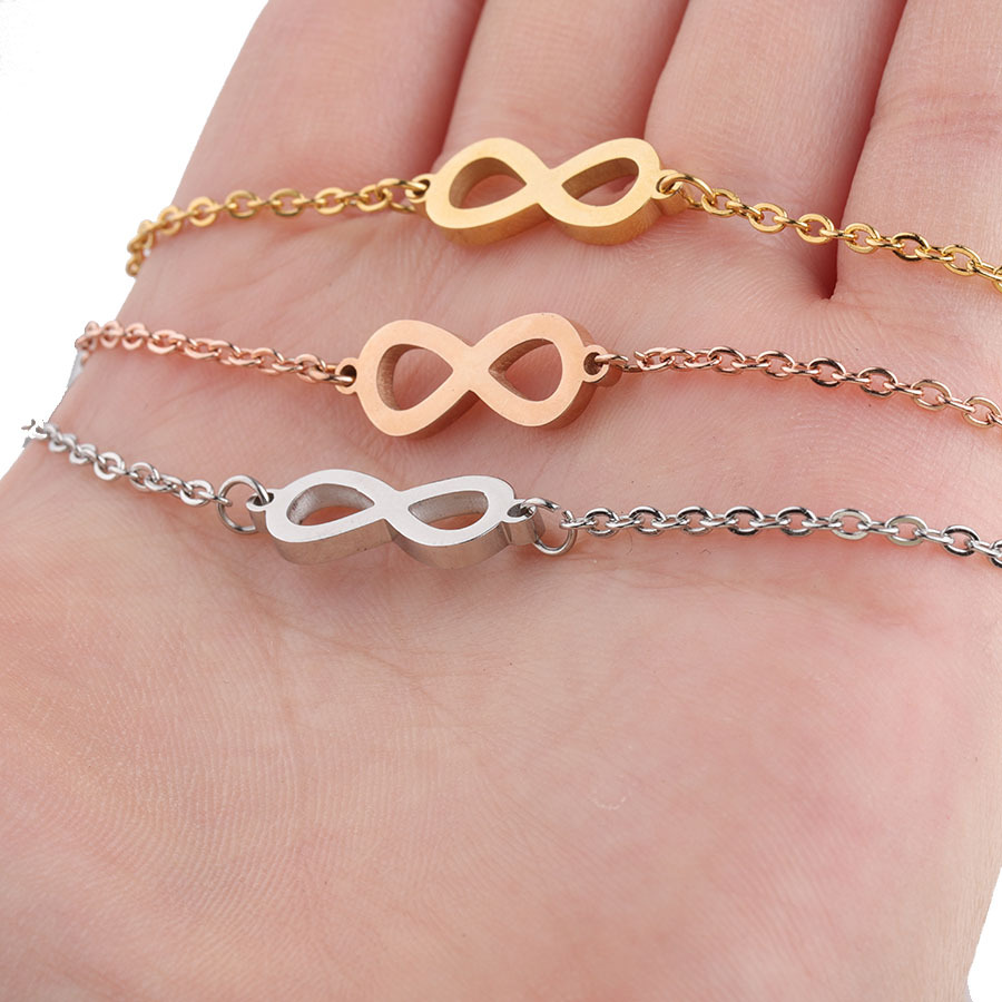 镜面不锈钢 infinite 无限大无限永恒手链 数字8手链 17 6cm