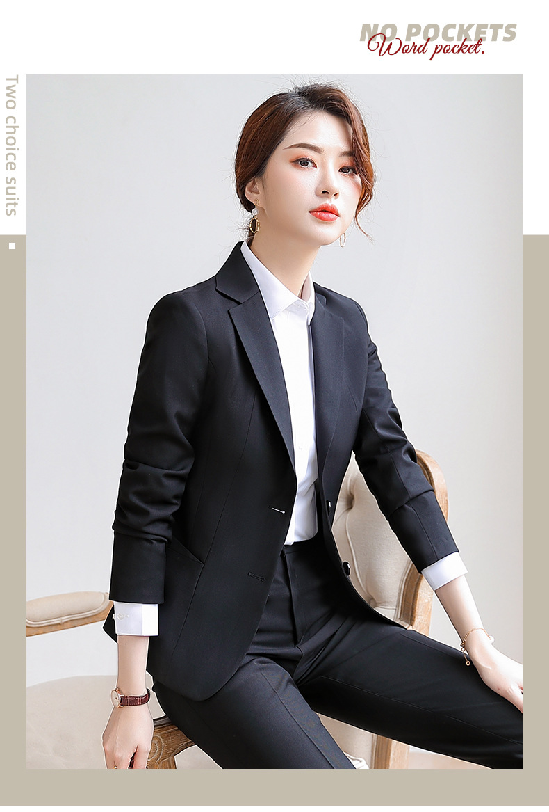 纯色正装女套装新款2019时尚修身珠宝店银行秋冬工作服女式西服