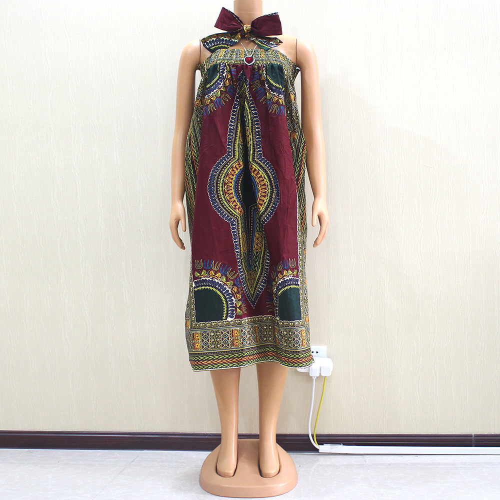 2020年速卖通热卖时尚蜡染布优雅高贵非洲印花裙子