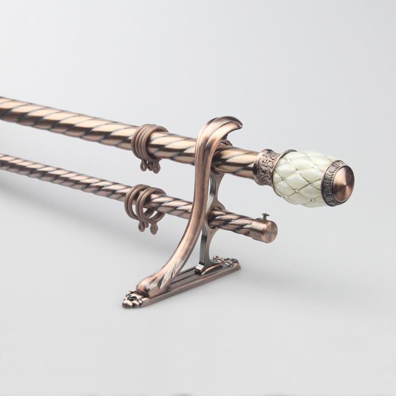 厂家直销25-28mm伸缩铁艺窗帘杆罗马杆出口热销单独pvc包装双杆