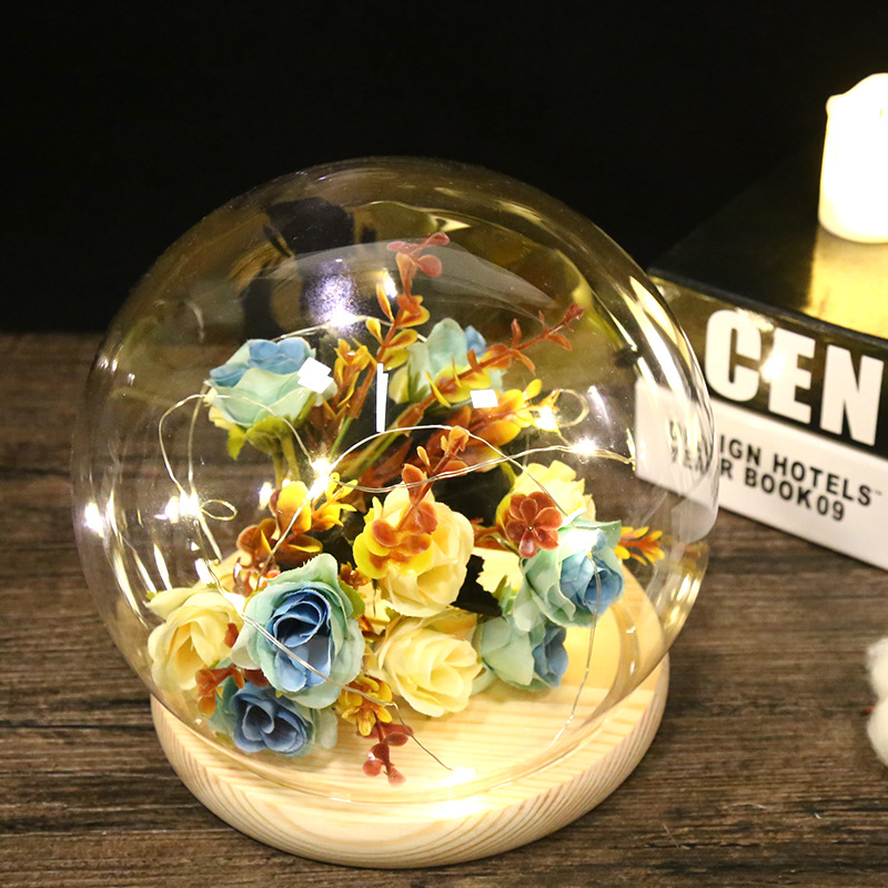永生花透明玻璃罩防尘圆球罩串灯玻璃罩圣诞节礼品罩桌面手办摆件