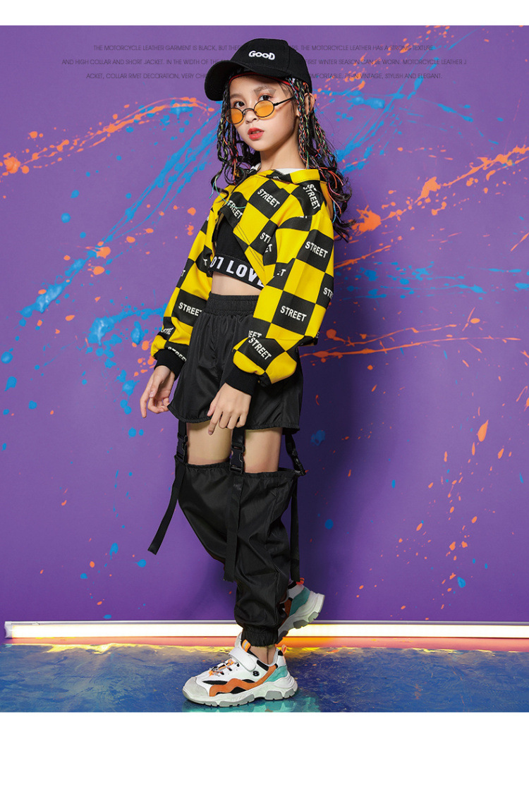 女童hiphop街舞套装儿童街舞嘻哈啦啦队演出服装秋款女童爵士舞潮