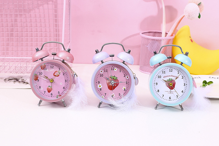 78056 青壹坊文具批发 tr-dc00595七彩草莓经典双耳闹钟 闹钟