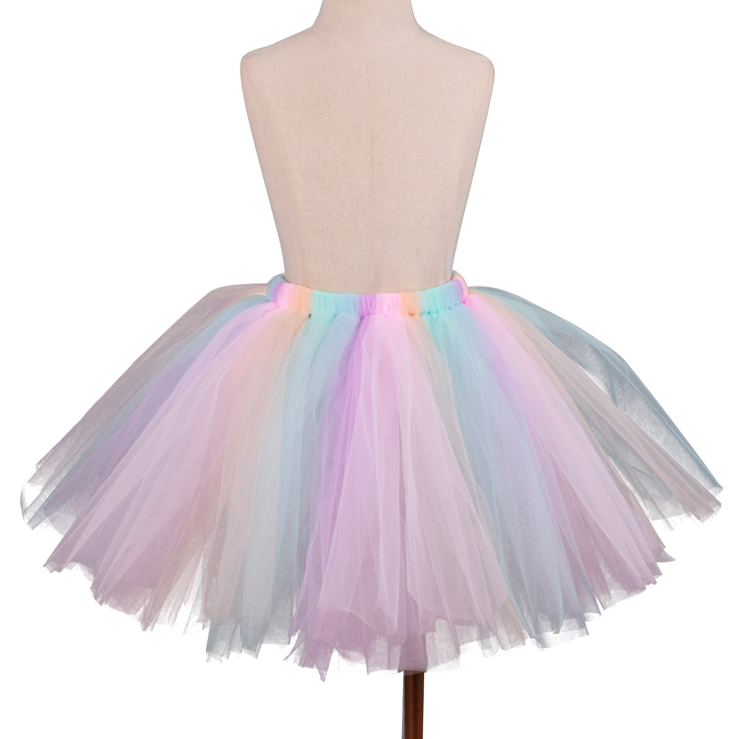 女童浅色彩虹半身裙欧美儿童网纱tutu裙舞蹈蓬蓬裙跨境货源批发