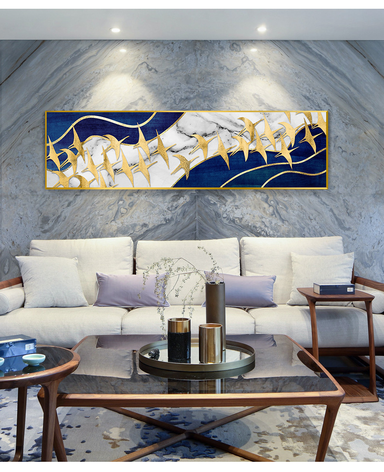 酒店家居卧室装饰画新中式简约沙发背景墙客厅挂画晶瓷画厂家批发