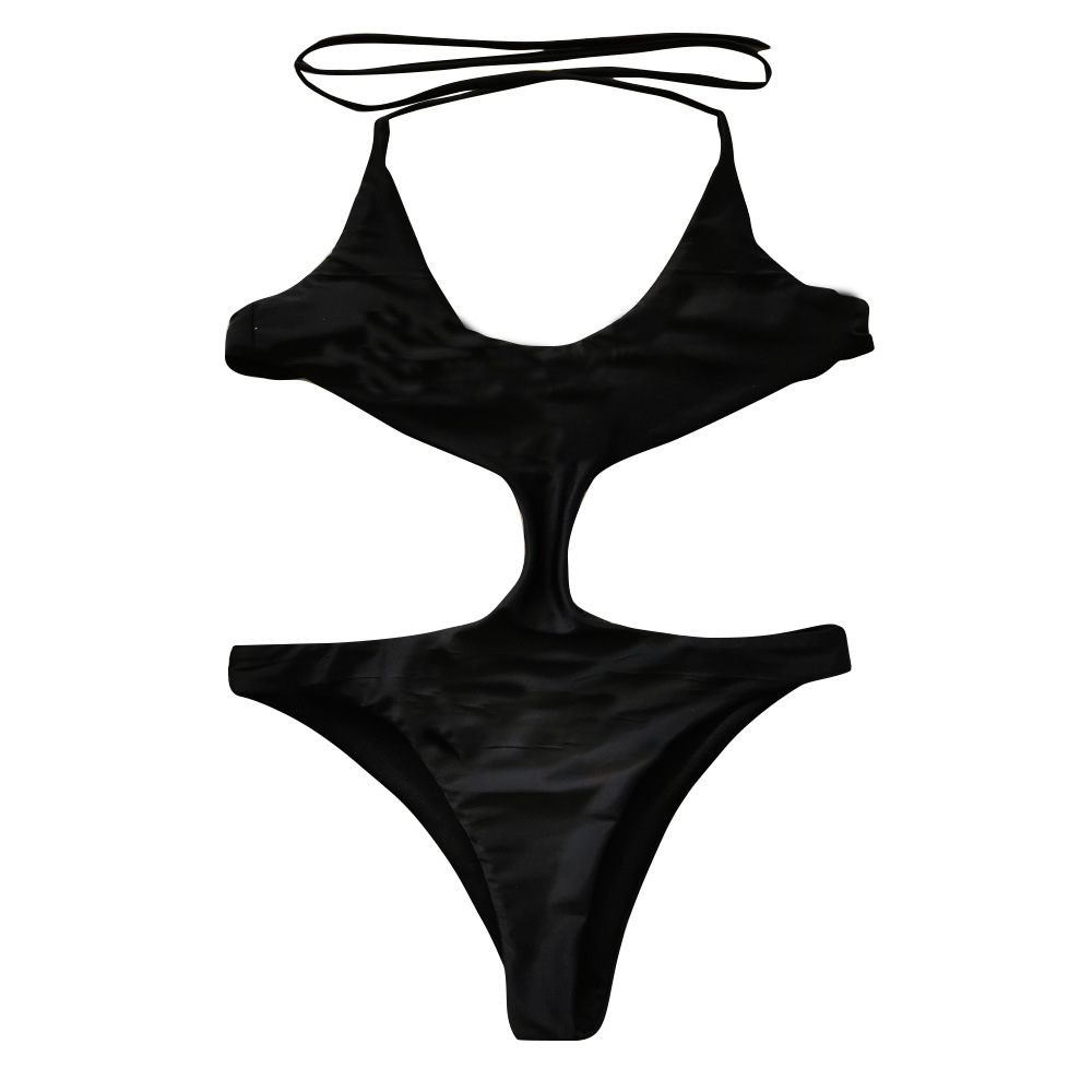 晨晨制衣2020年新款泳衣欧美三角连体泳衣性感纯色比基尼泳泳装