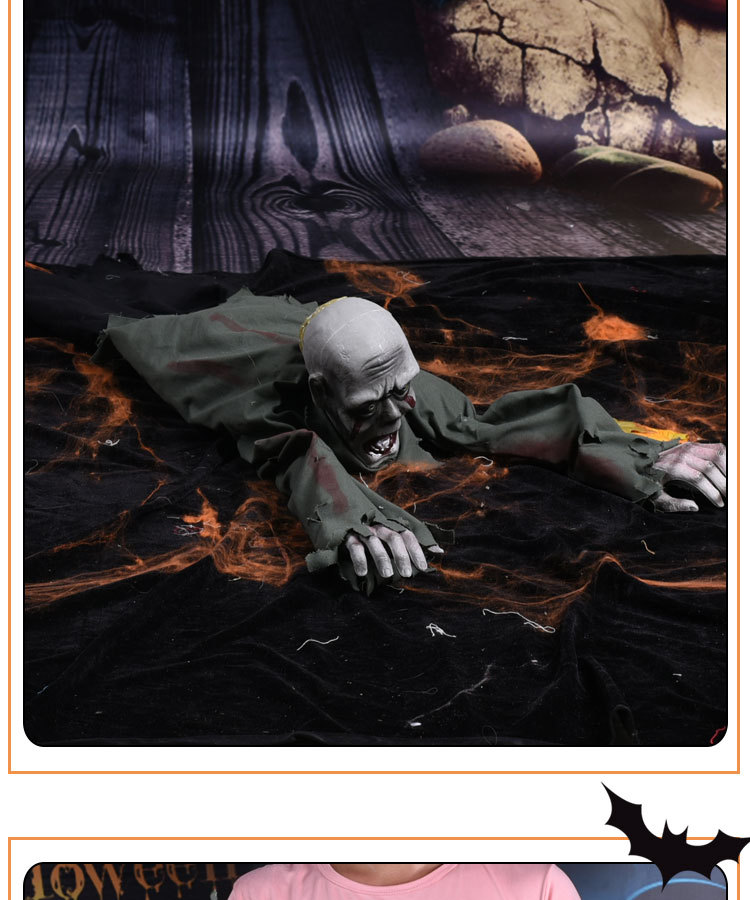 光头爬鬼万圣节电动鬼发光发声会爬鬼鬼屋酒吧密室恐怖道具爬行鬼