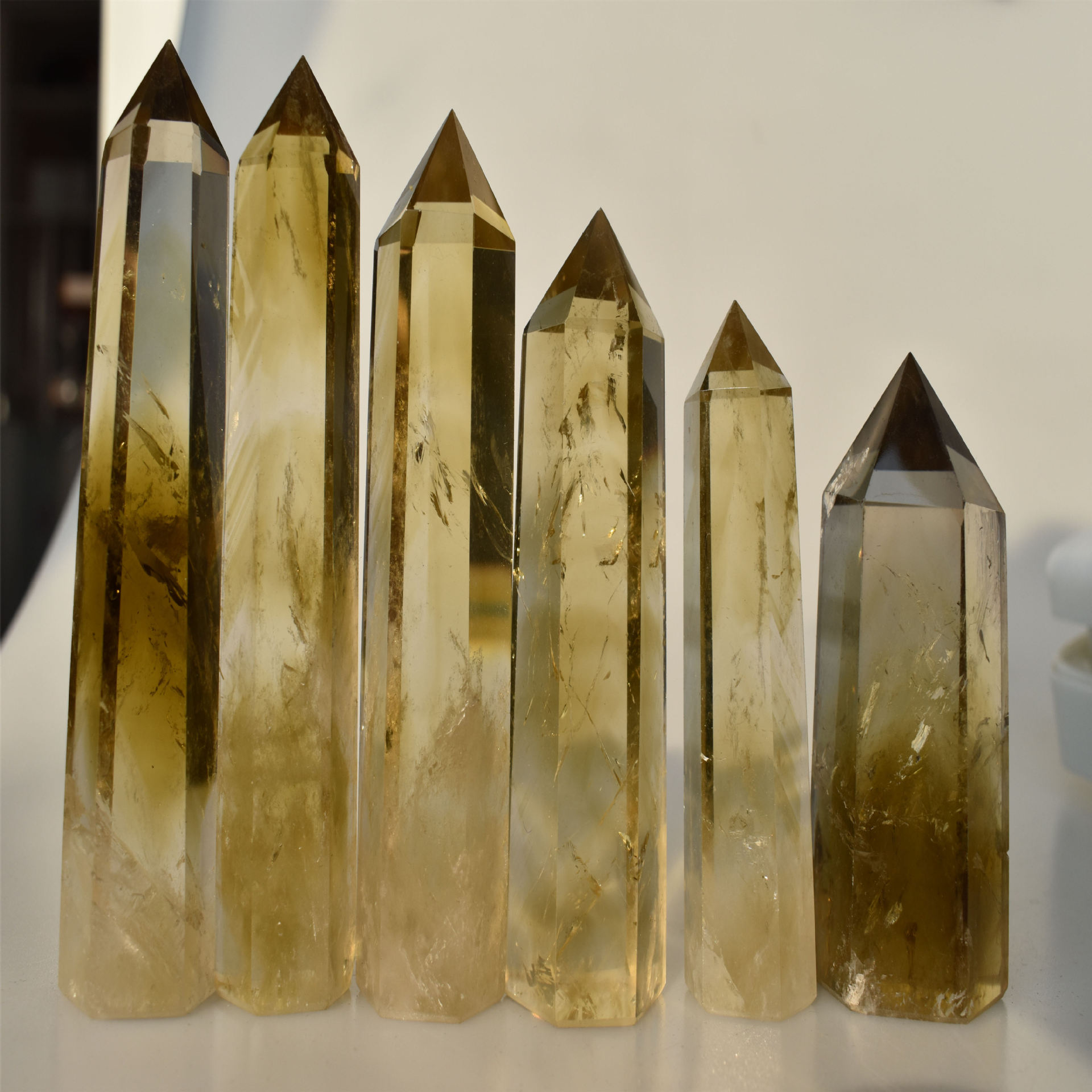 厂家直销天然水晶黄水晶柱消磁能量石摆件支持定制尺寸