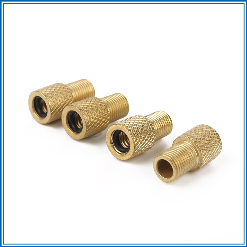 自行车气嘴转接头 充气泵金属气嘴 滚花法嘴转美嘴