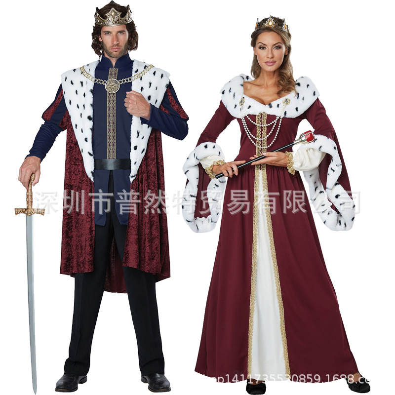 万圣节成人新款古典欧美宫廷成人国王皇后服装 宫廷复古情侣装