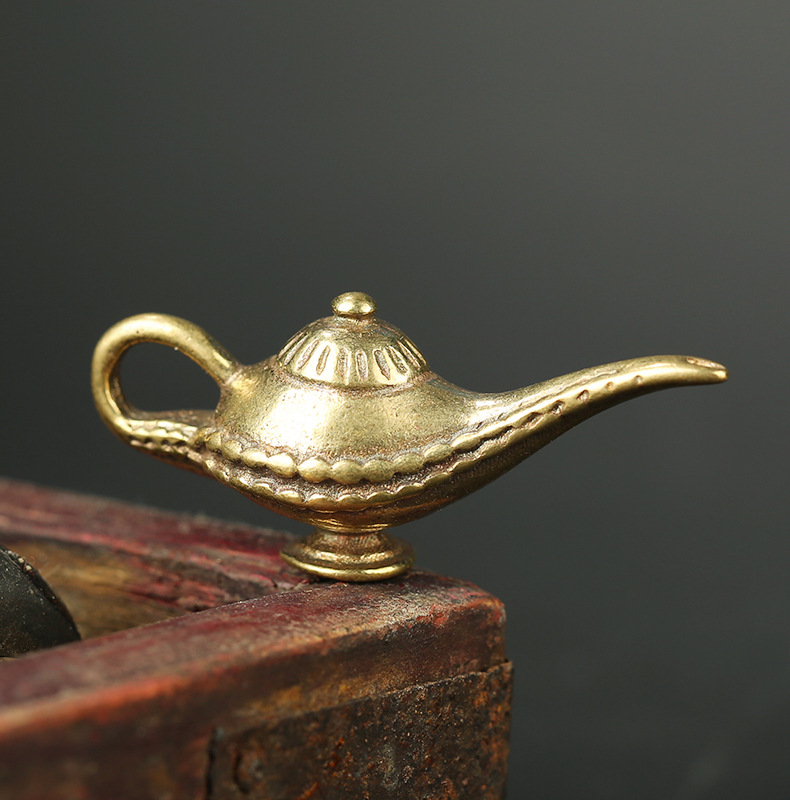 手工小铜器复古黄铜阿拉丁神灯愿望壶钥匙挂件吊坠摆件地摊货源