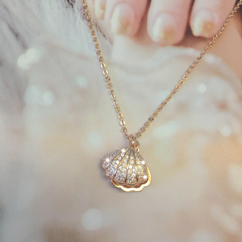 森系贝壳珍珠海洋之心项链女潮网红气质高级感锁骨链轻奢小众吊坠