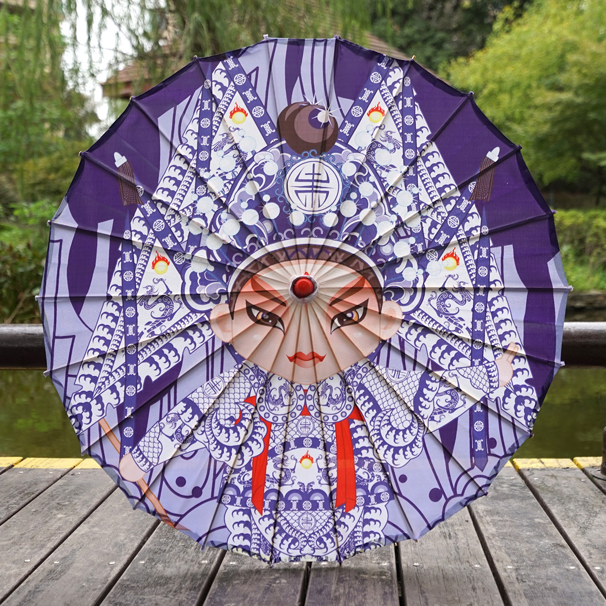 京剧脸谱油纸伞川剧绸布伞中国风花纸伞餐厅酒店装饰伞吊顶展会