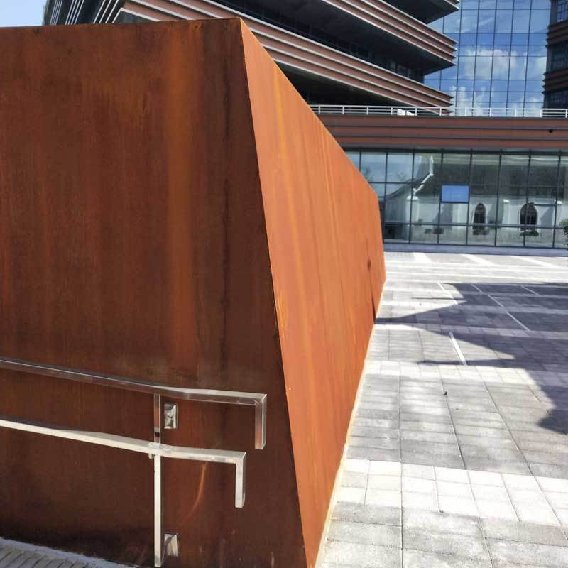 锈钢板建筑结构墙 花池挡墙上海耐候钢绿化工程安装锈板钢结构