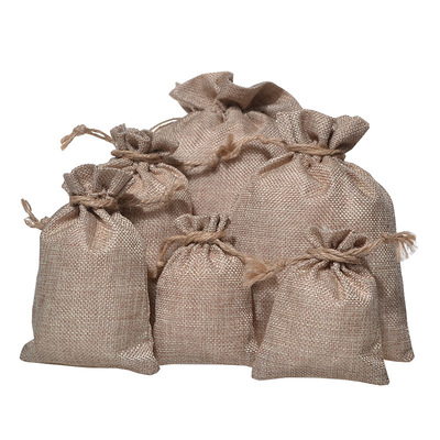 麻绳麻布袋麻袋包装袋抽绳收纳首饰项链防尘麻布束口袋麻布环保袋